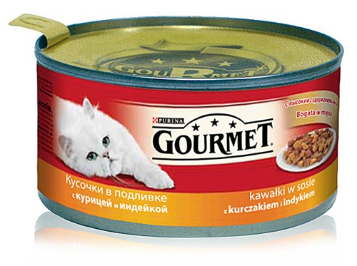 Gourmet (Гурме). Кусочки в подливке с курицей и индейкой, 195 гр