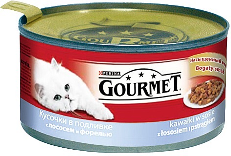 Gourmet (Гурме). Кусочки в подливке с лососем и форелью, 195 гр