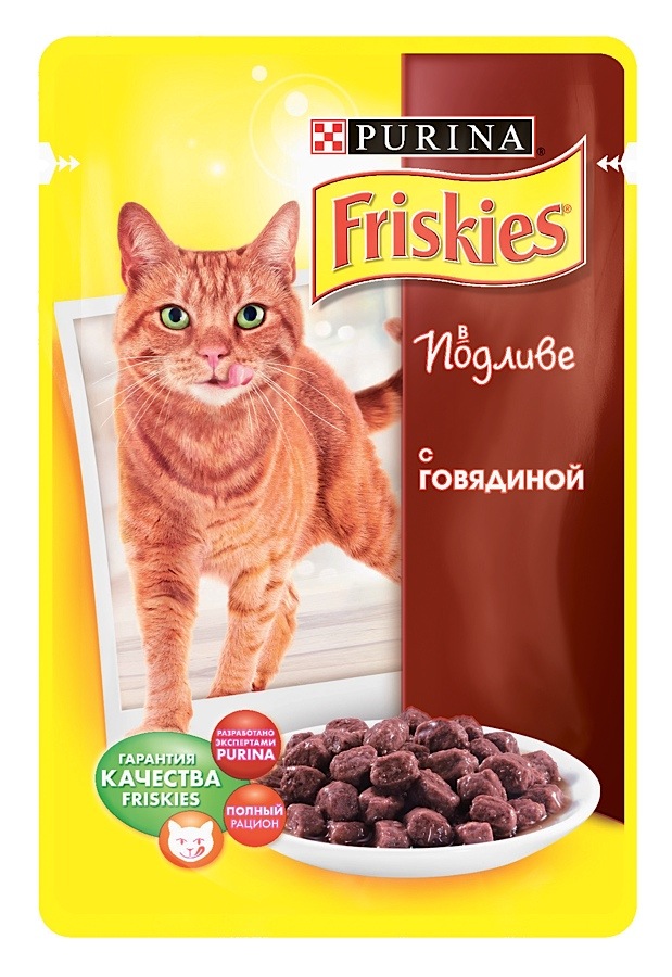 Friskies (Фрискас). Консервы для кошек с говядиной в подливе, 100 г
