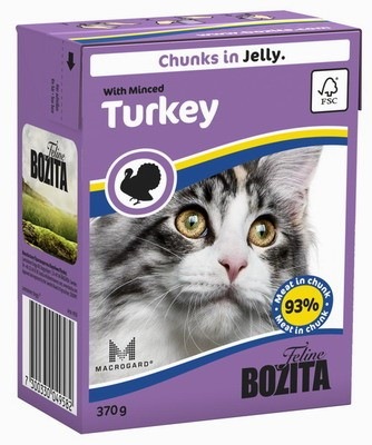Bozita (Бозита) Feline. Кусочки в желе с рубленой индейкой для кошек, 370 гр