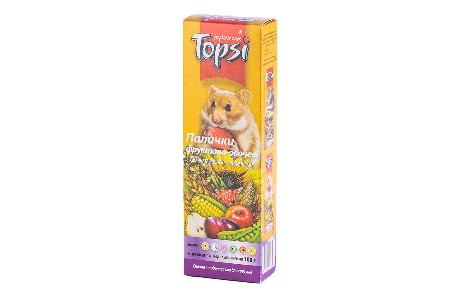 Палочки фруктово-овощные для грызунов, 100 г. TM 'Topsi'