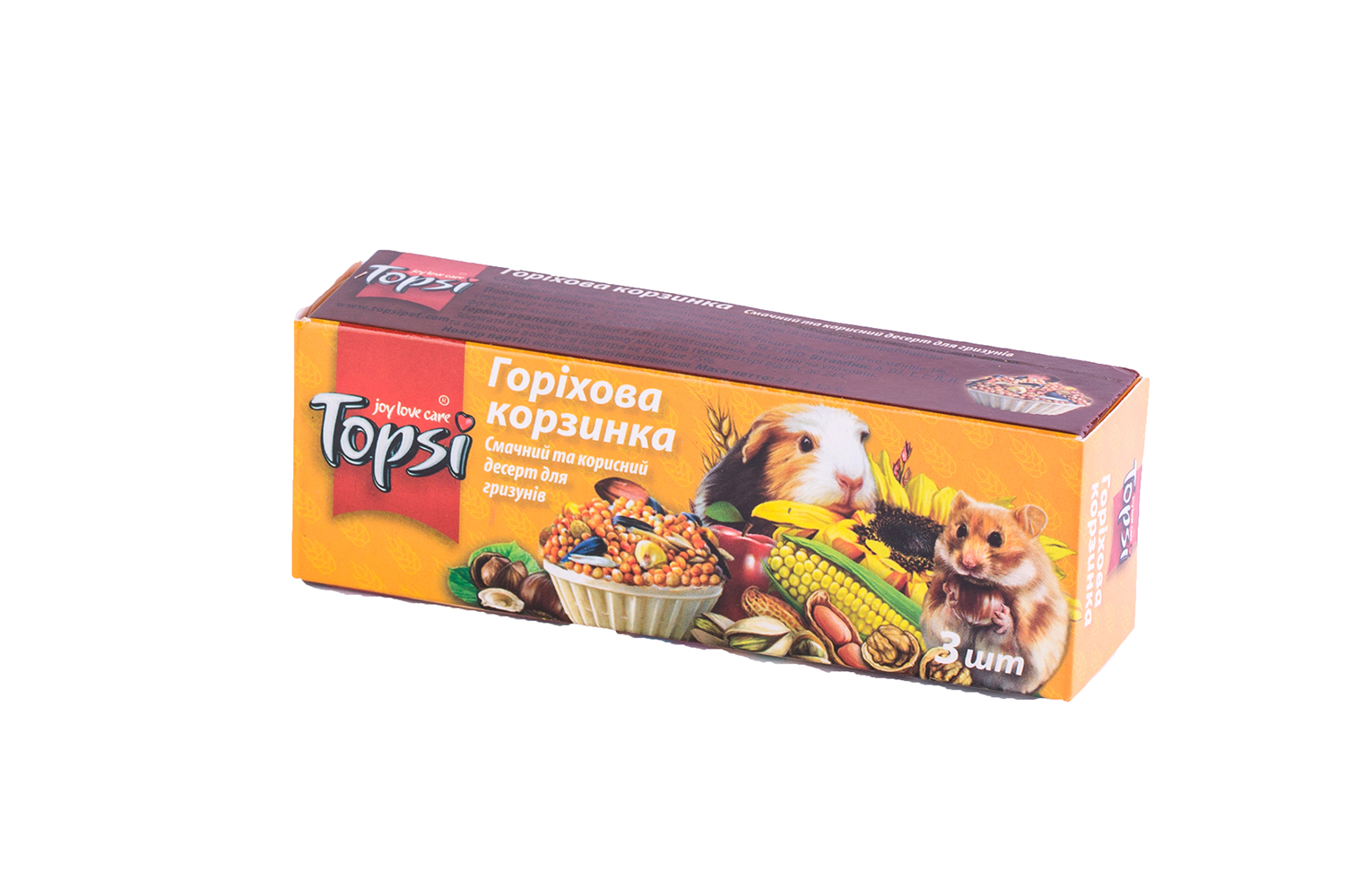 Ореховая корзинка, 3шт., 45г. Десерт для грызунов TM 'Topsi'