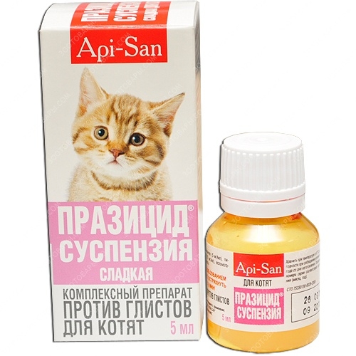Празицид. Антигельминтная суспензия для котят, 6 мл. Api-San (Апи-Сан)