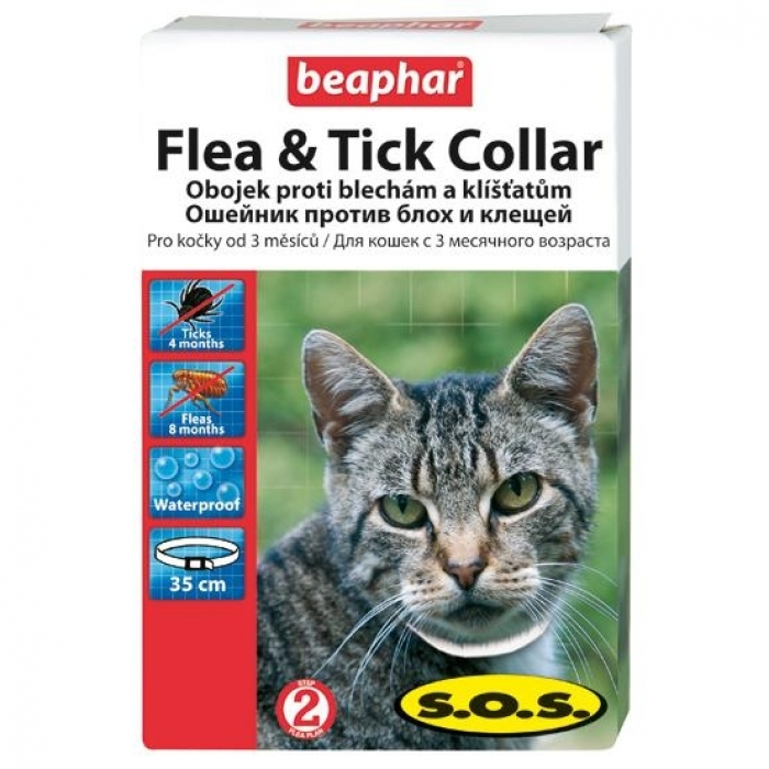 Beaphar SOS (Бифар СОС) Flea and Tick Collar. Ошейник противопаразитарный для кошек, 35 см