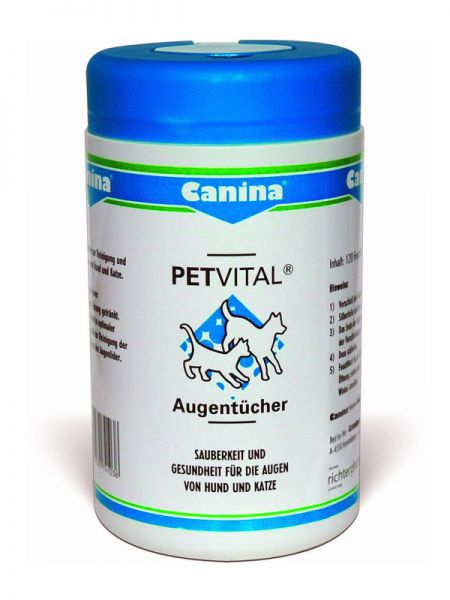 Petvital Augentucher. Салфетки для очистки и ухода за глазами для собак и кошек, 120 шт. Canina (Канина)
