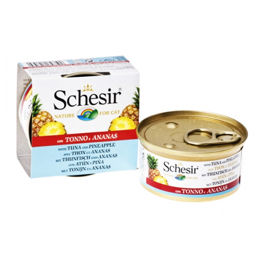 Schesir (Шезир) Cat. Консервы для кошек с тунцом и ананасом, 75 гр