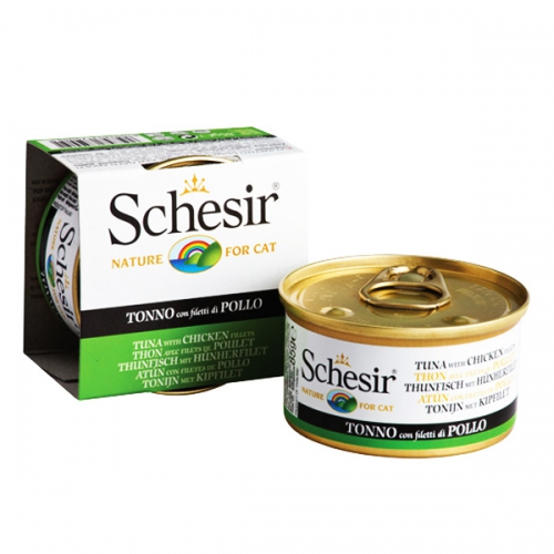 Schesir (Шезир) Cat. Консервы для кошек с тунцом и курицей, 85 гр