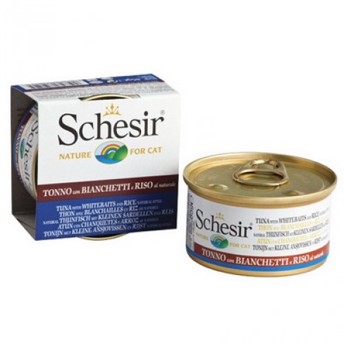 Schesir (Шезир) Cat. Консервы для кошек с тунцом, мальками и рисом, 85 гр