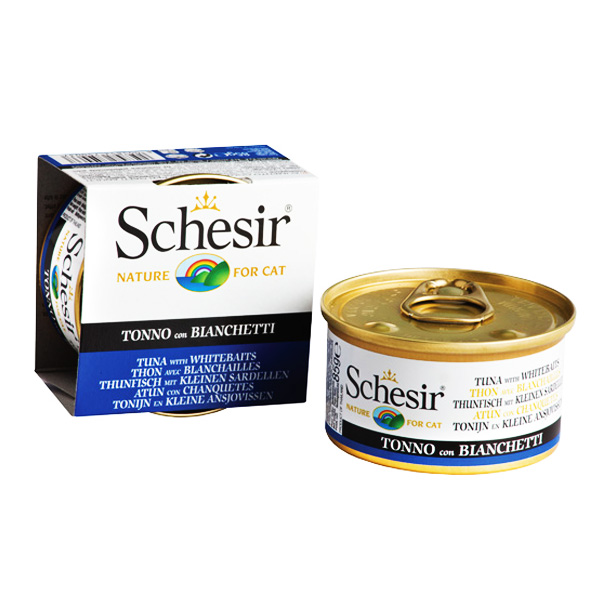 Schesir (Шезир) Cat. Консервы для кошек с тунцом и мальками, 85 гр