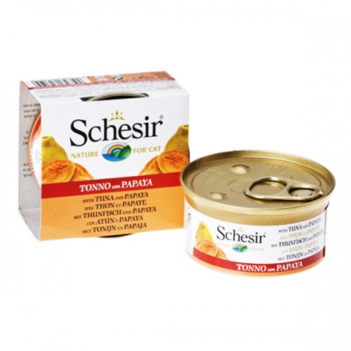 Schesir (Шезир) Cat. Консервы для кошек с тунцом и папайей, 75 гр
