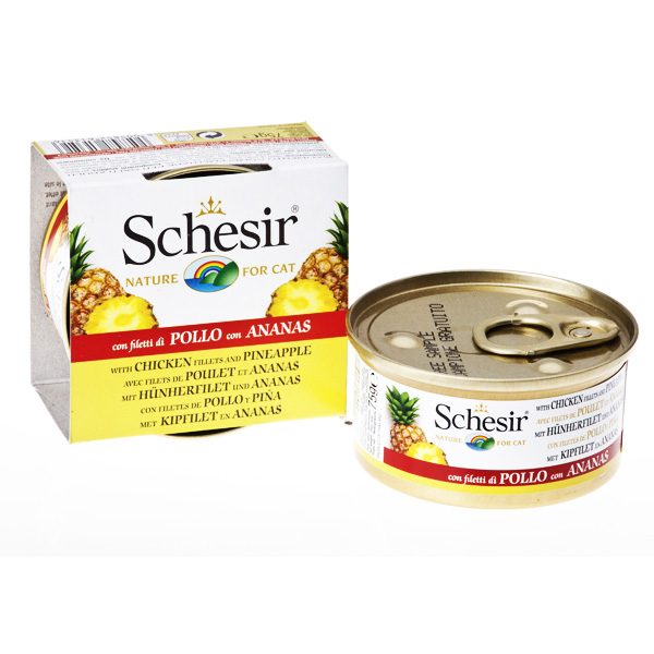 Schesir (Шезир) Cat. Консервы для кошек с курицей и ананасом, 75 гр