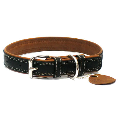 Ошейник кожаный Collar SOFT, черный верх, XS. Collar (Коллар)