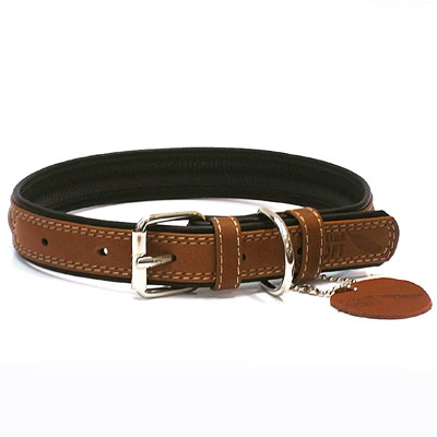 Ошейник кожаный Collar SOFT, коричневый верх, XS. Collar (Коллар)