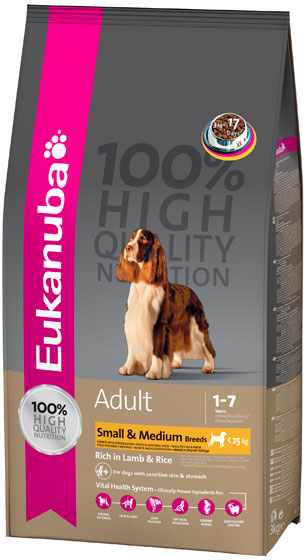 Eukanuba (Эукануба) Adult Small and Medium Breeds Lamb and Rice. Cухой корм для взрослых собак малых и средних пород с ягненком и рисом, 2,5 кг