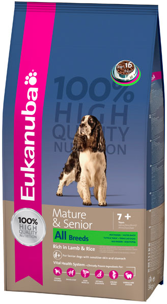 Eukanuba (Эукануба) Mature and Senior All Breed Lamb and Rice. Сухой для пожилых собак всех пород с ягненком и рисом, 12 кг