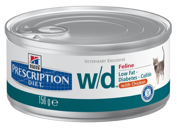 Hills (Хилс) Prescription Diet Feline w/d. Консервированый диетический корм для кошек предотвращает ожирение, колиты, запоры 156г