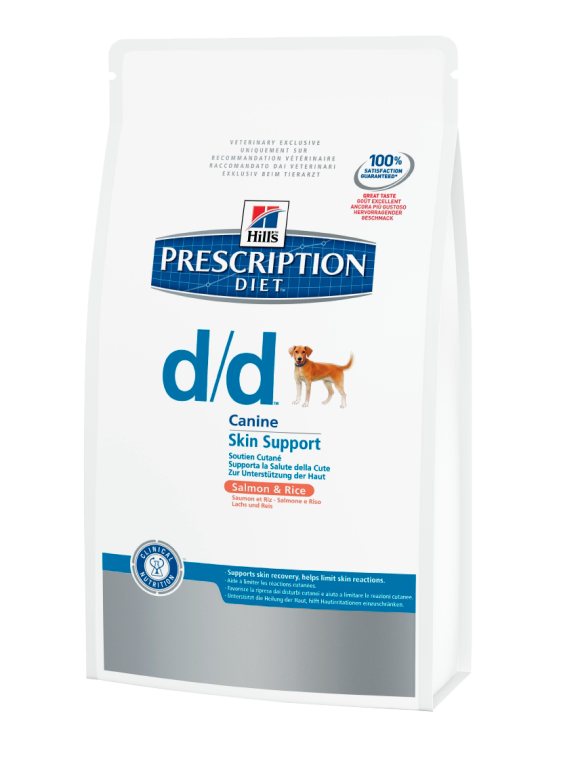 Hills (Хилс) Prescription Diet Canine d/d. Сухой диетический корм с лососем и рисом для собак с пищевой чувствительностью, 2 кг
