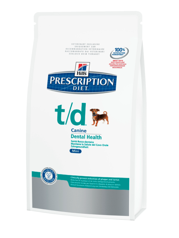 Hills (Хилс) Prescription Diet Canine t/d mini. Сухой диетичекий корм для мелких собак для уменьшения образования зубного налета, камня и пятен, 3 кг