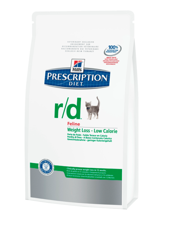 Hills (Хилс) Prescription Diet Feline r/d. Сухой диетический корм для кошек при ожирении или избыточном весе, 1,5 кг