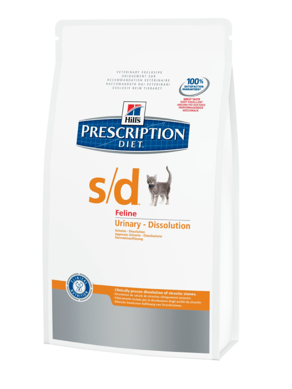 Hills (Хилс) Prescription Diet Feline s/d. Сухой диетический корм для кошек для лечения и профилактики мочекаменной болезни, 1,5 кг