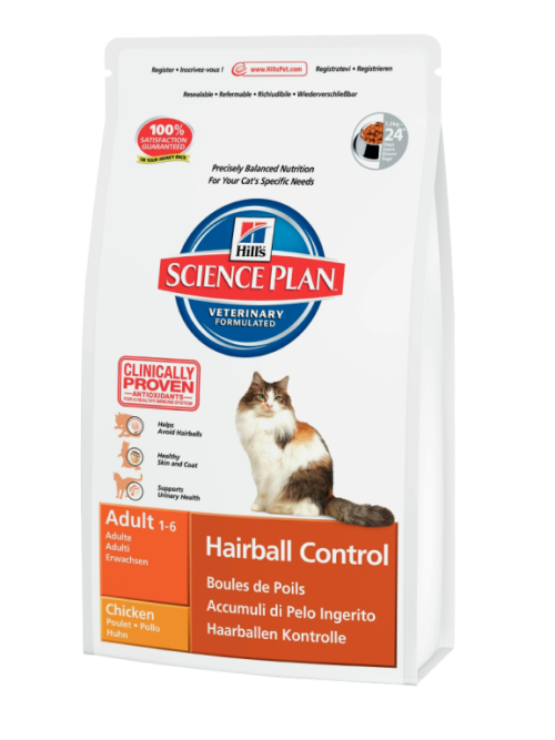 Hills (Хилс) Adult Hairball Control. Сухой корм для взрослых кошек для выведения комков шерсти, 0,3 кг
