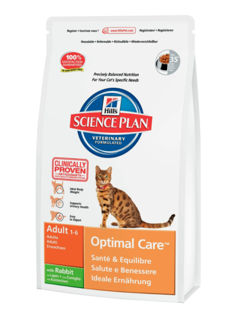 Hills (Хилс) Adult Optimal Care Rabbit. Сухой корм с кроликом для взрослых кошек, 0,4 кг