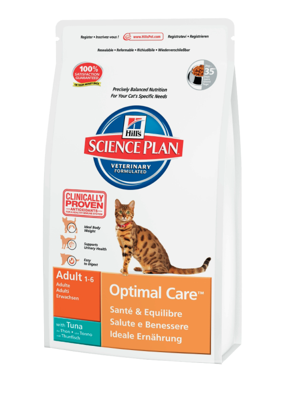Hills (Хилс) Adult Optimal Care Tuna. Сухой корм с тунцом для взрослых кошек, 0,4 кг