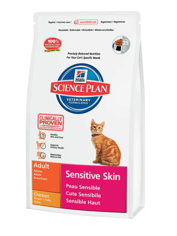 Hills (Хилс) Adult Sensitive Skin. Сухой корм для взрослых кошек с чувствительной кожей, 0,4 кг