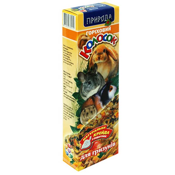 Колосок Ореховый. Палочки-лакомства для грызунов с орехами, 2 шт, 140 гр. ТМ Природа