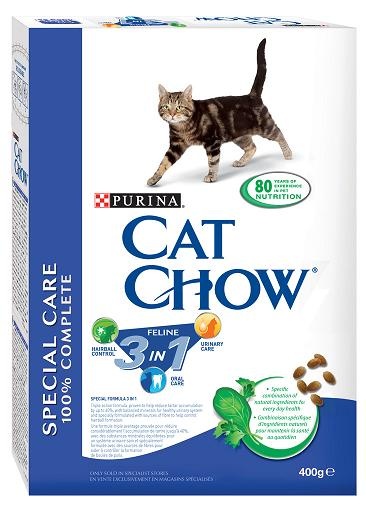 Cat Chow (Кэт Чау) Special Care Feline 3 in 1. Сухой корм для взрослых кошек Тройная защита, 0,4 кг