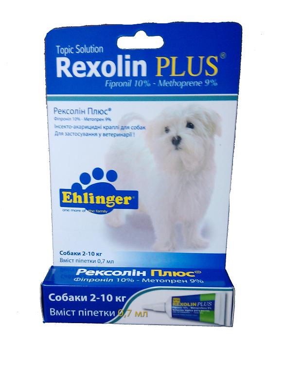 Rexolin Plus (Рексолин Плюс). Капли от блох и клещей для собак весом 2-10 кг