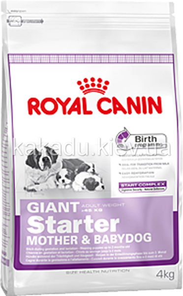 Royal Canin (Роял Канин) Giant Starter. Сухой корм для щенков гигантских пород в период отъема до 2 месяцев, для беременных и кормящих сук, 4 кг