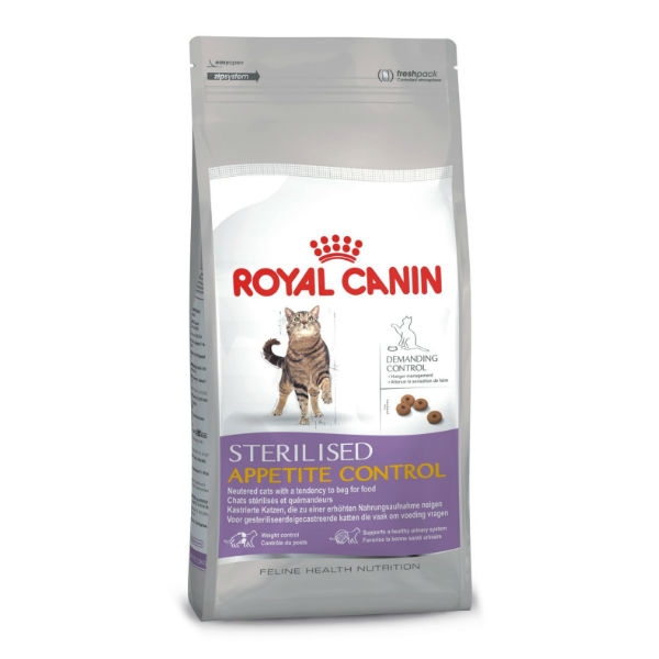 Royal Canin (Роял Канин) Sterilised Appetite Control. Сухой корм для стерилизованных котов и кошек в возрасте от 1 года до 7 лет, склонных к повышенному приему пищи, 0,4 кг