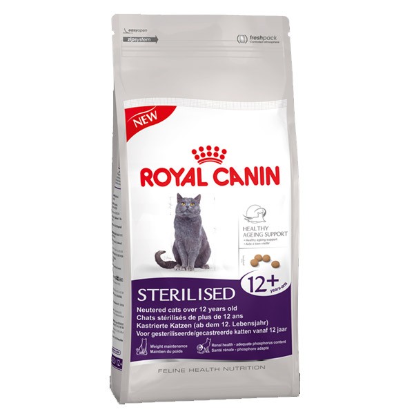 Royal Canin (Роял Канин) Sterilised 12+. Сухой корм с курицей для стерилизованных котов и кошек старше 12 лет для поддержания идеального веса и здоровья пожилых кошек 0,4 кг