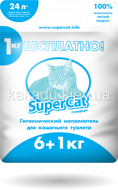Supercat (Суперкэт) Стандарт. Древесный наполнитель для кошачьего туалета, 7 кг