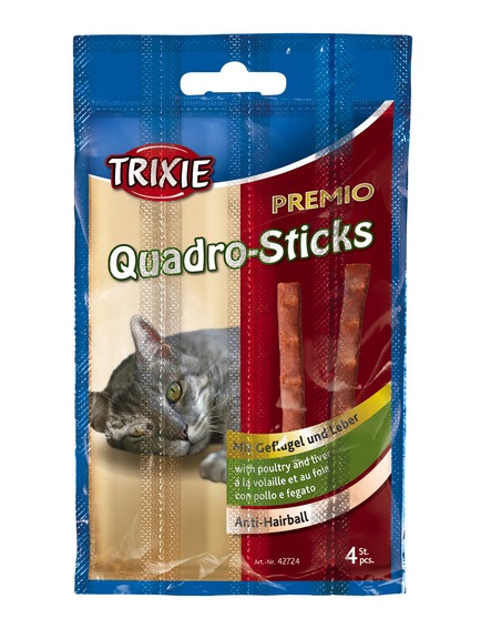 Premio Quadro-Sticks. Лакомство-палочки для котов с курицей и печенью, 4 шт. Trixie (Трикси) (42724)