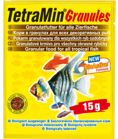 Tetra (Тетра) Min Granules Основной гранулированный корм для всех видов декоративных рыб 15 гр