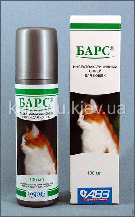 Барс. Спрей противопаразитарный для кошек, 100 мл. Агроветзащита