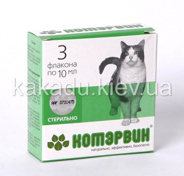 Кот Эрвин - препарат для профилактики и лечения мочекаменной болезни кошек 3*10мл