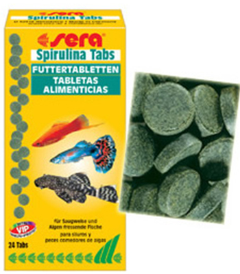 Sera (Сера)  Spirulina tabs. Корм для рыб со спирулиной (20%) 24 таб.