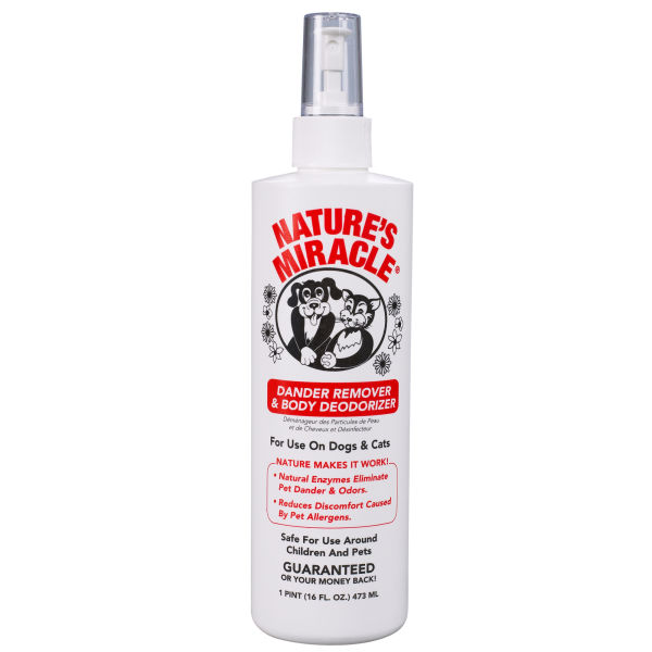 Nature’s Miracle Dander Remover & Body Deodorizer. Спрей-кондиционер для удаления перхоти и неприятного запаха для собак и кошек, 473 мл. 8in1 (8в1)
