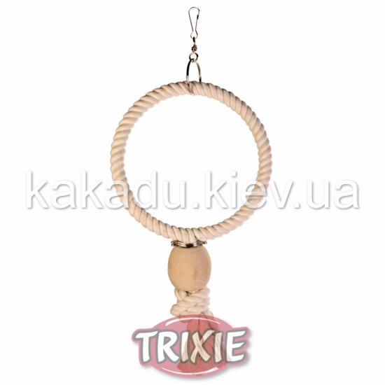 Trixie (Трикси) Cotton ring with wooden ball. Игрушка кольцо для попугая 24 см