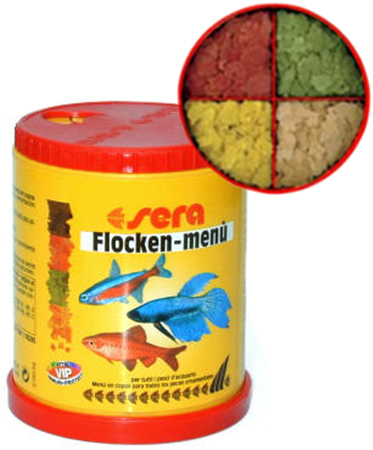 Sera (Сера) Flakes menu. 4 сорта высококачественного гранулированого корма  150 мл