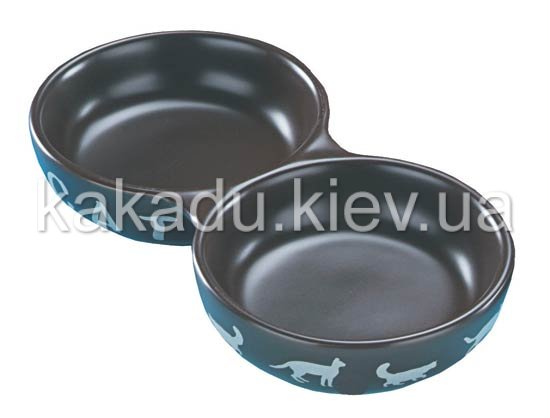 Миска керамическая двойная коричневая. Nobby (Нобби)